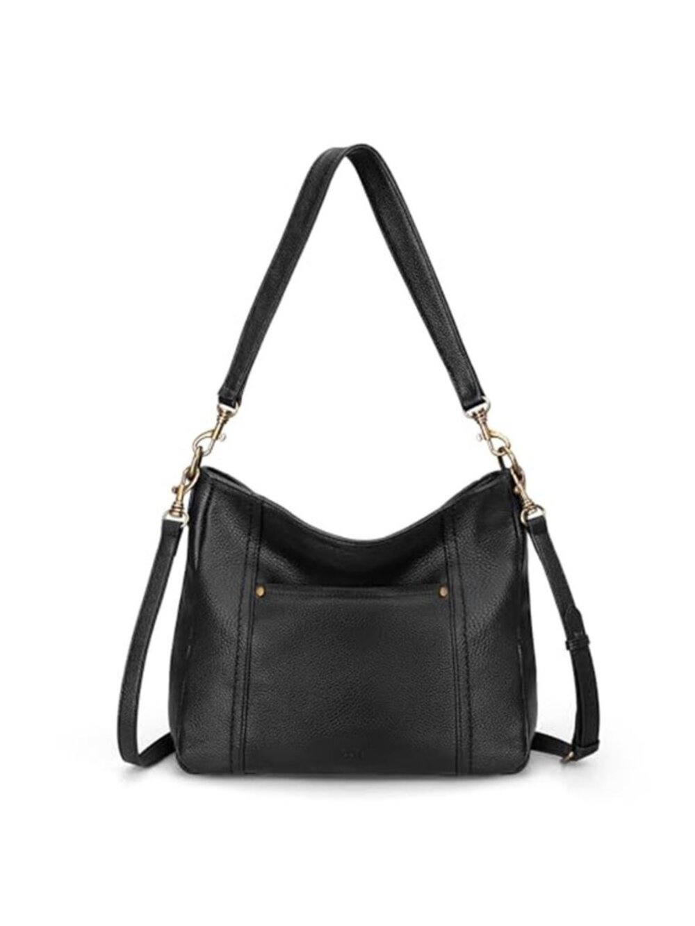 Black Genuine Leather Hobo Crossbody Shoulder Bag Women Retro Pebbled Purse